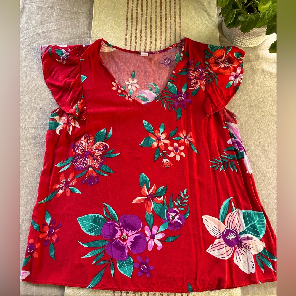 Ruffle-Trim V-Neck Top for Women